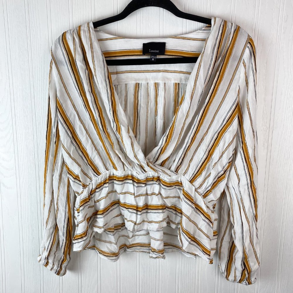 Lumiere‎ Blouse Mustard Stripe Size Small